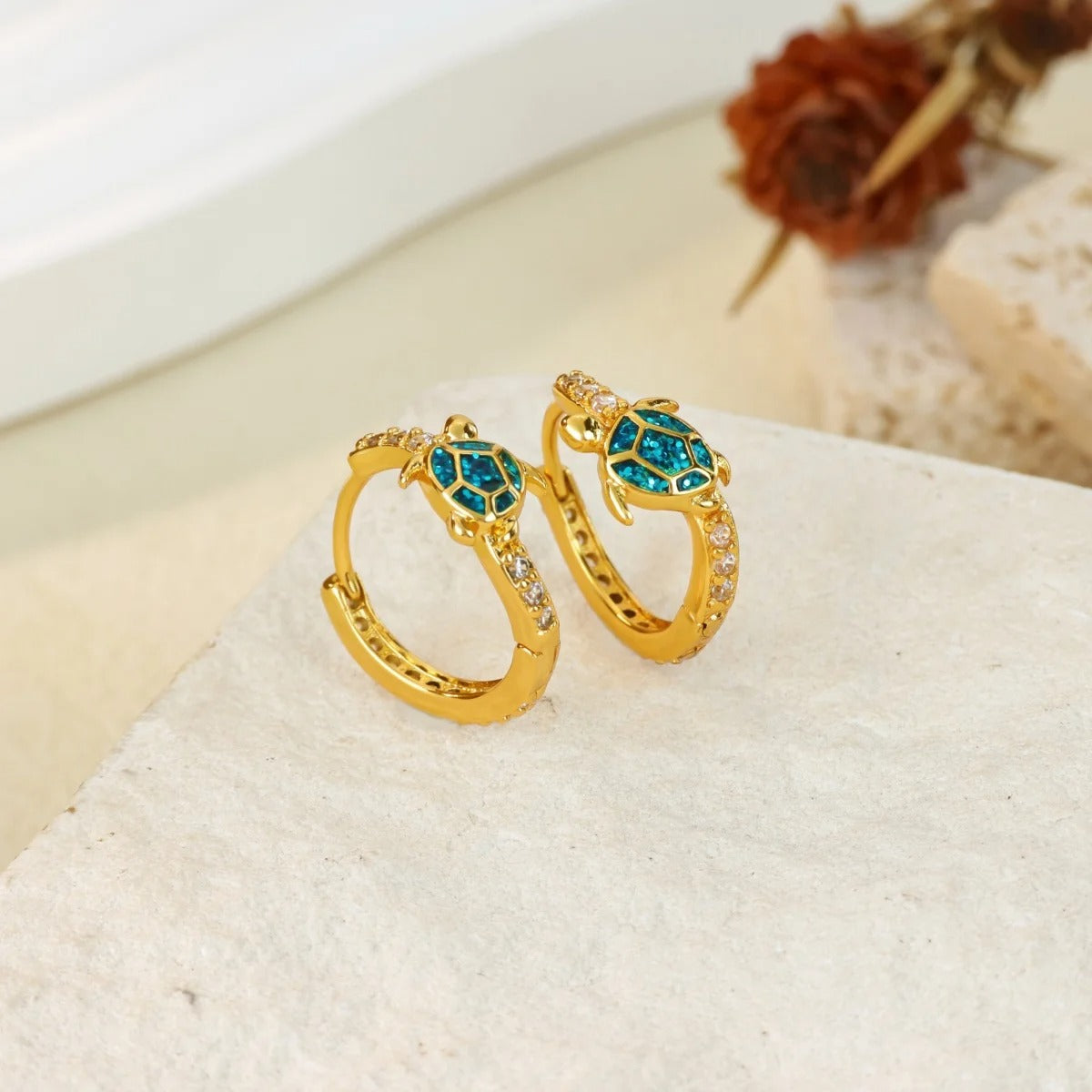 Crystal Turtle Hoops