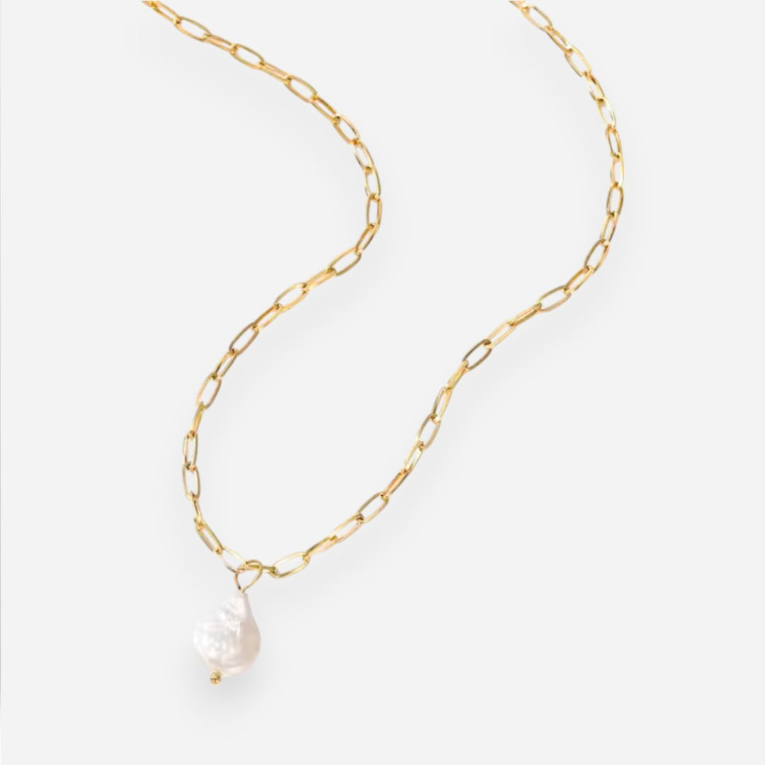 Paperclip Pearl Necklace