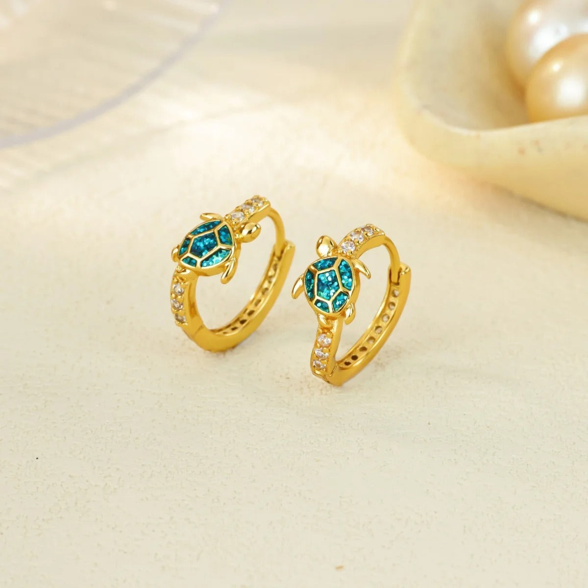 Crystal Turtle Hoops