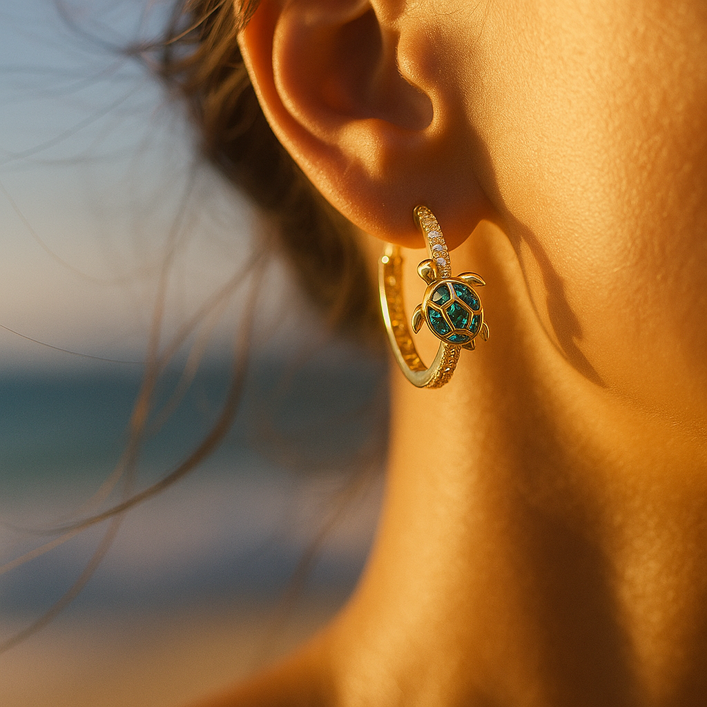 Crystal Turtle Hoops