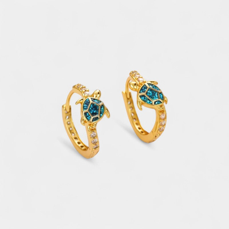 Crystal Turtle Hoops